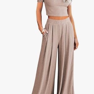 Women's Cream Ribbed Set